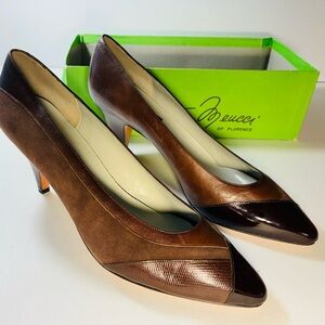 Sesto Meucci Brown Leather Vintage Pumps